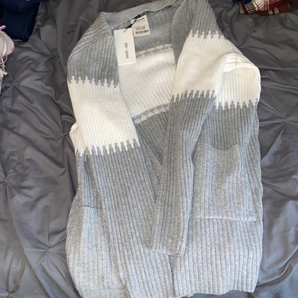 Extra large grey and white cardigan
